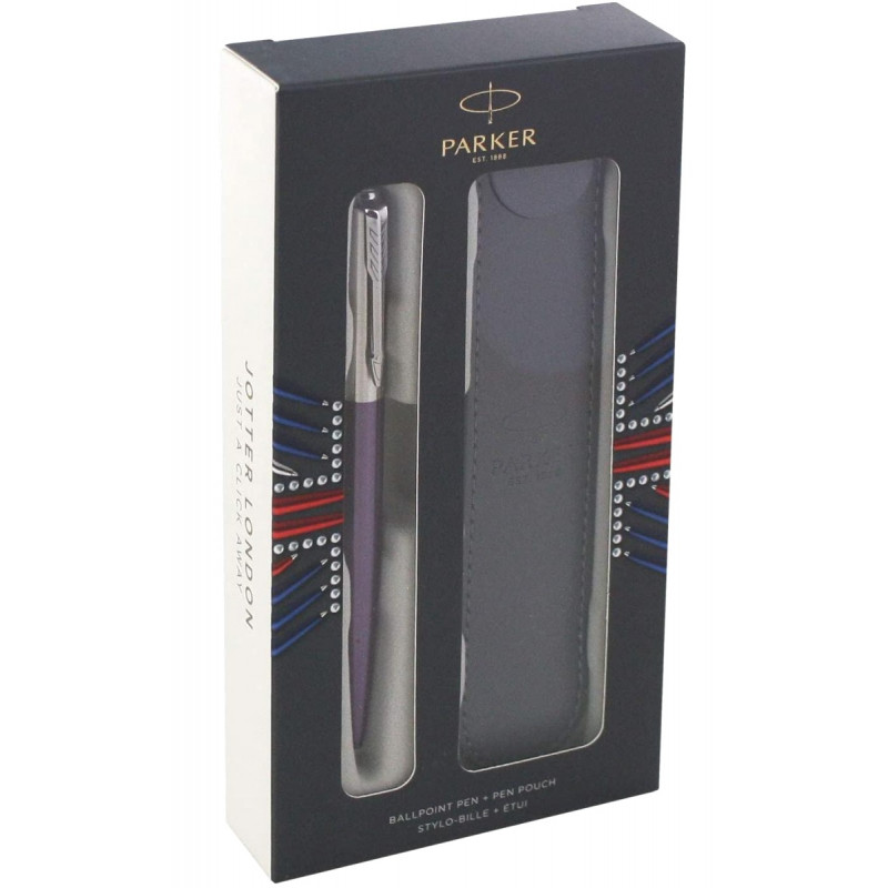 Набор: чехол + шариковая ручка Parker Jotter Core K63, Victoria Violet CT